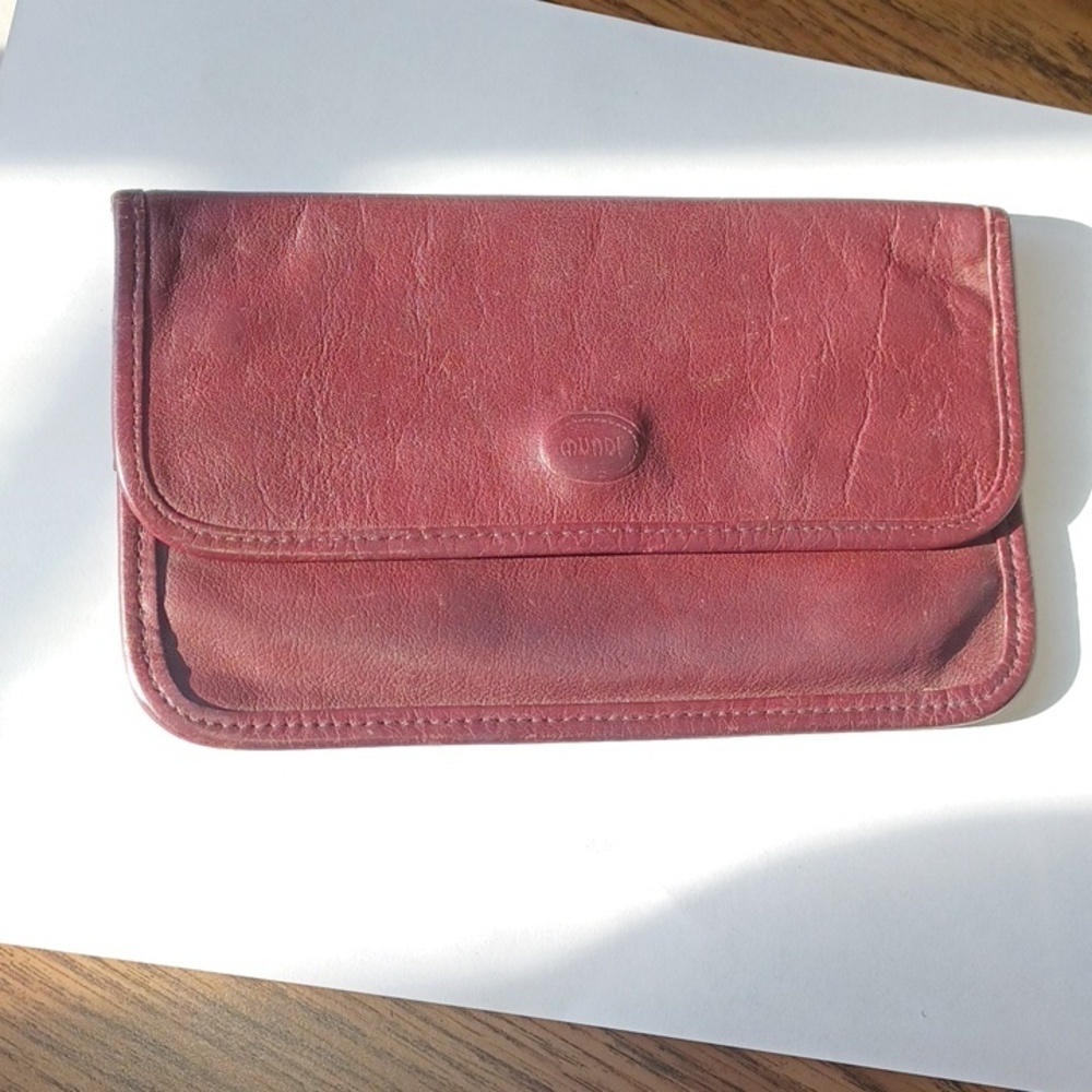 Mundi vintage purse wallet oxblod brown burgundy Brazil NAPPA leather, 7.5"x4.5"